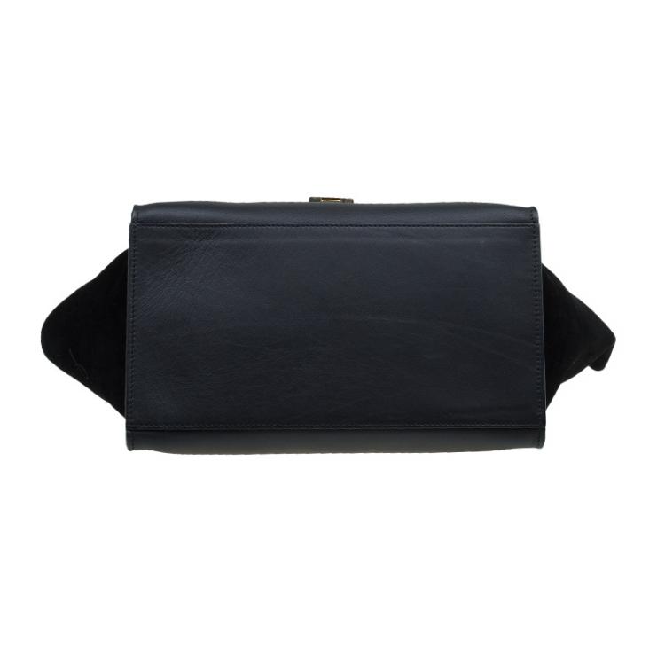 Pre Owned Celine Black Croc Embossed Leather Medium Trapeze Tote