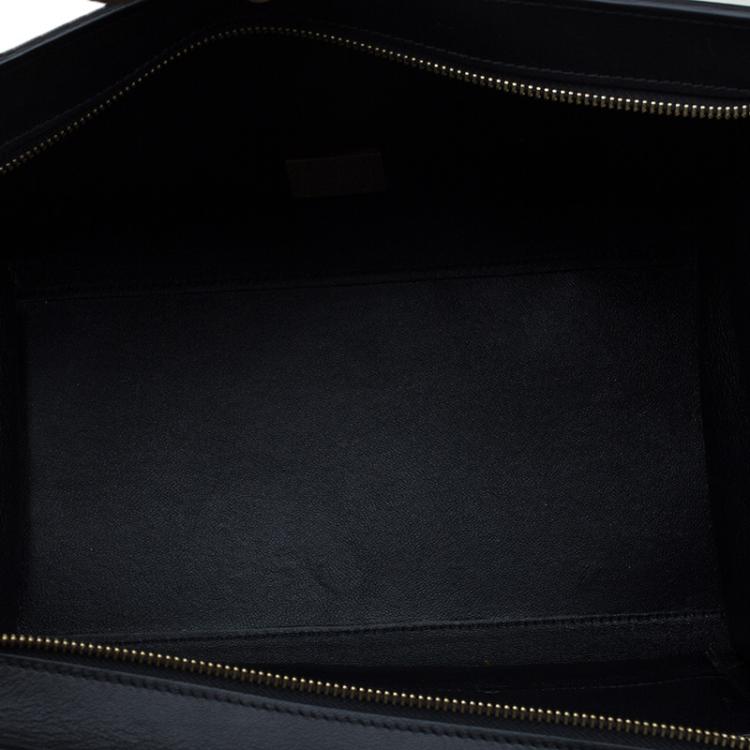 Pre Owned Celine Black Croc Embossed Leather Medium Trapeze Tote