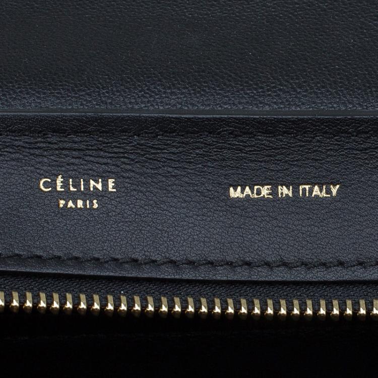 Pre Owned Celine Black Croc Embossed Leather Medium Trapeze Tote