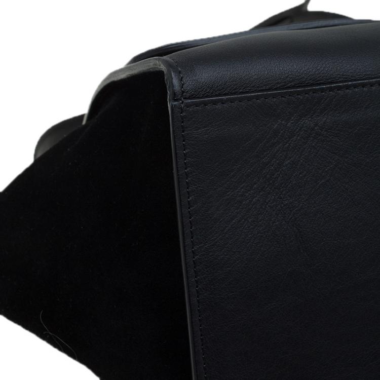 Pre Owned Celine Black Croc Embossed Leather Medium Trapeze Tote