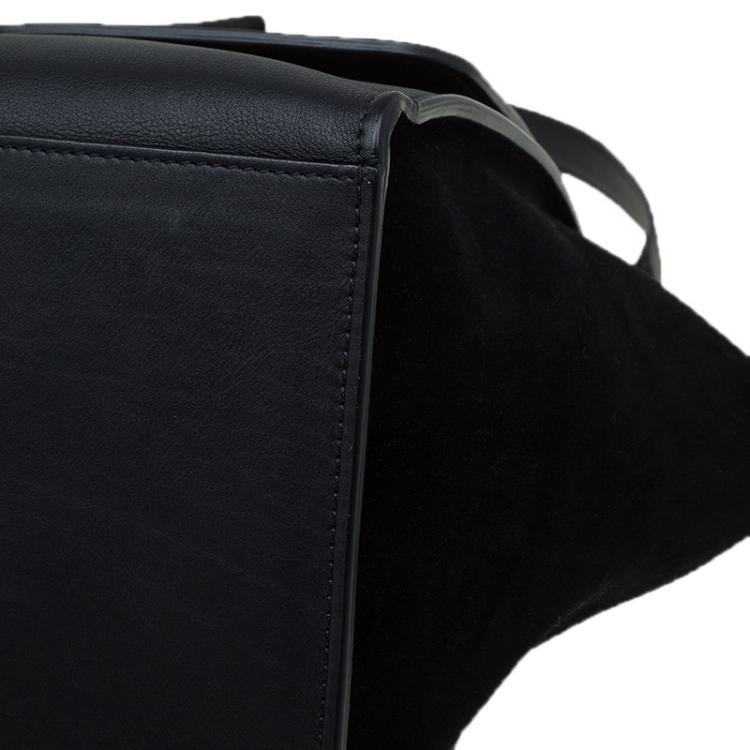 Pre Owned Celine Black Croc Embossed Leather Medium Trapeze Tote