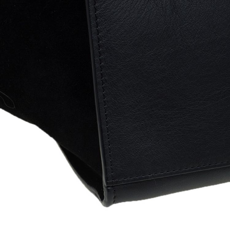 Pre Owned Celine Black Croc Embossed Leather Medium Trapeze Tote