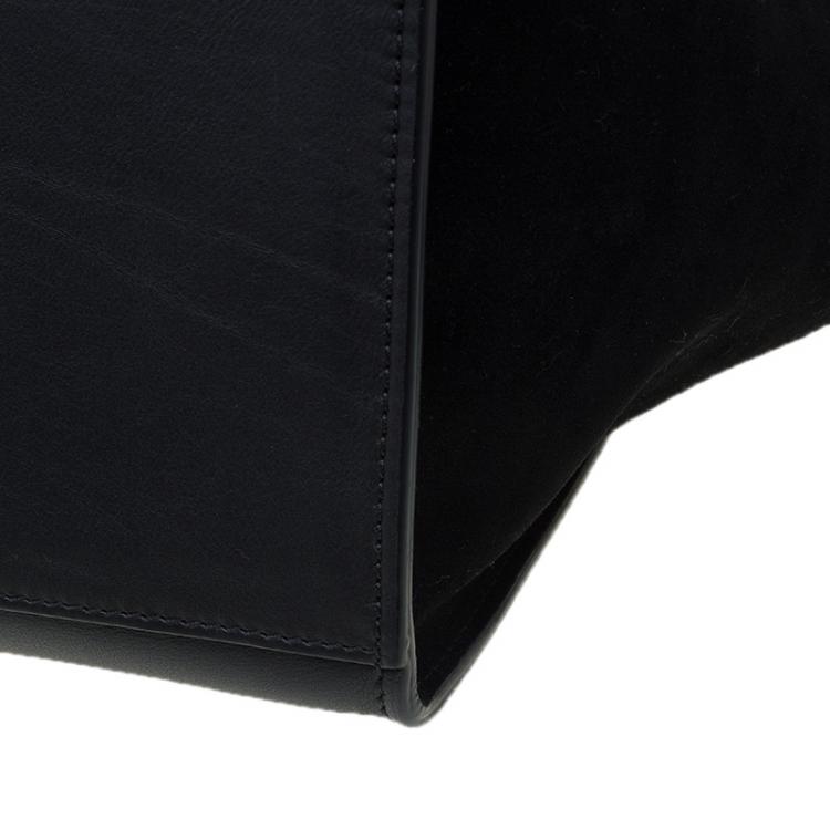 Pre Owned Celine Black Croc Embossed Leather Medium Trapeze Tote