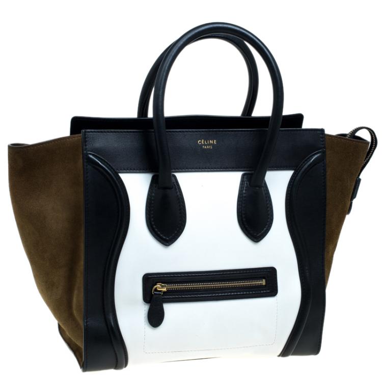 Pre Owned Celine Tri Color Suede and Leather Mini Luggage Tote