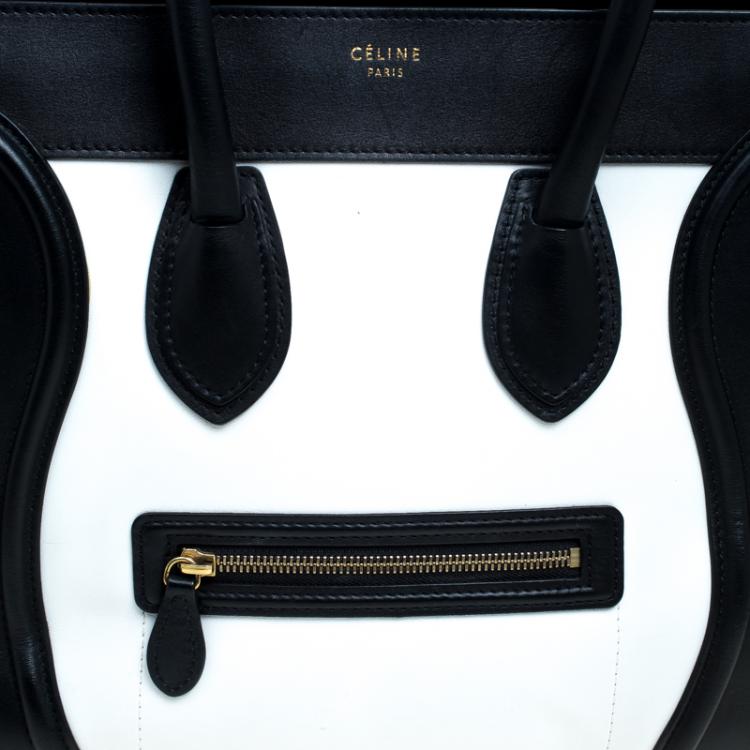 Pre Owned Celine Tri Color Suede and Leather Mini Luggage Tote