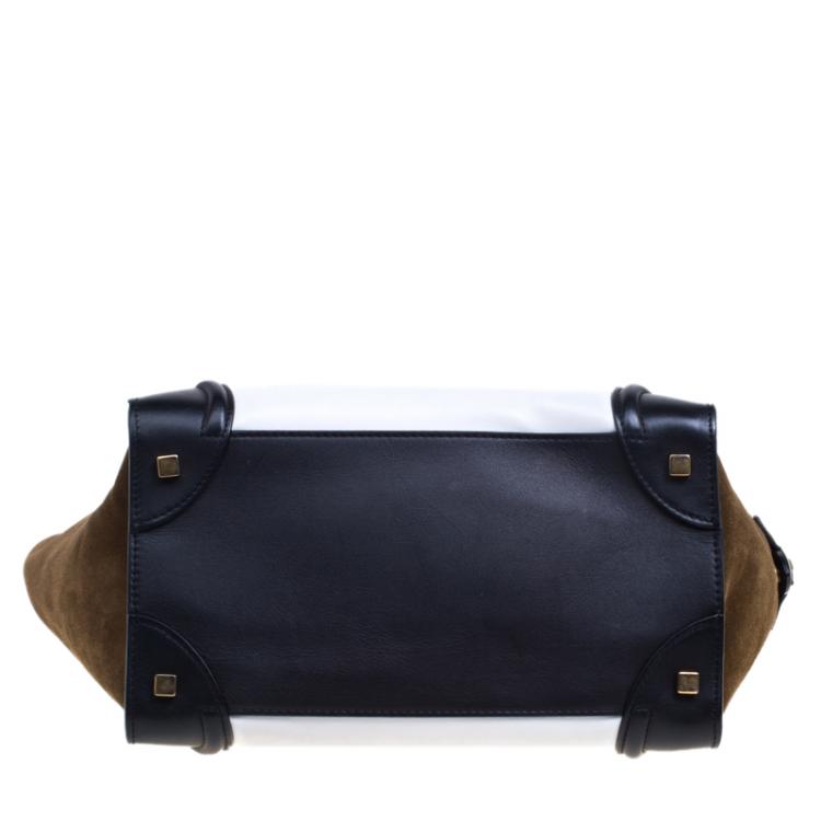 Pre Owned Celine Tri Color Suede and Leather Mini Luggage Tote