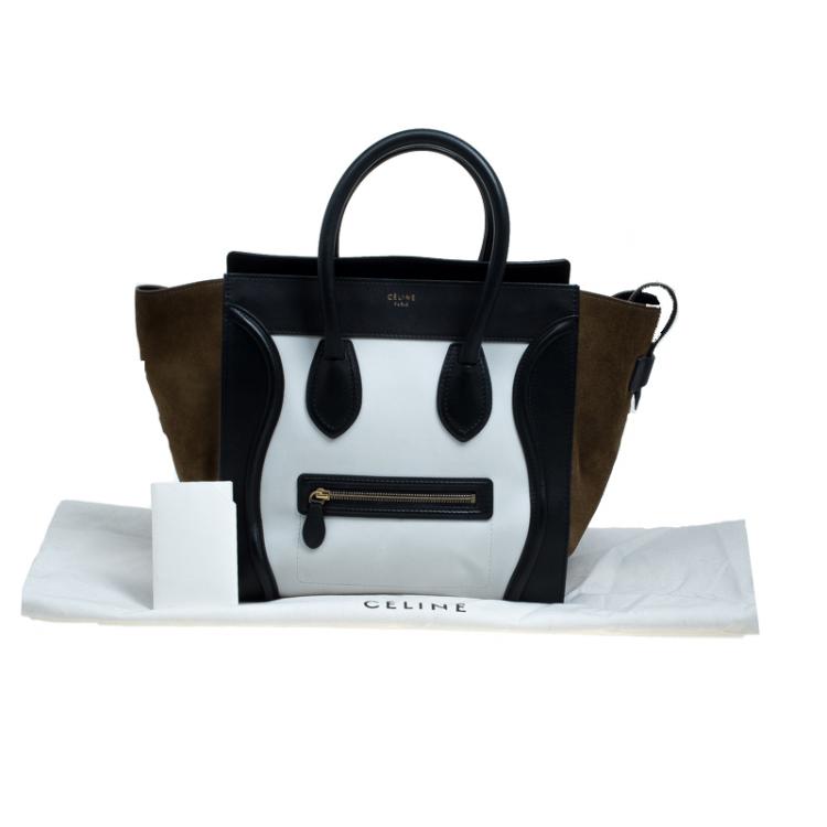 Pre Owned Celine Tri Color Suede and Leather Mini Luggage Tote