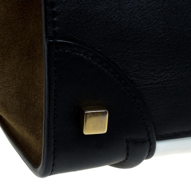 Pre Owned Celine Tri Color Suede and Leather Mini Luggage Tote