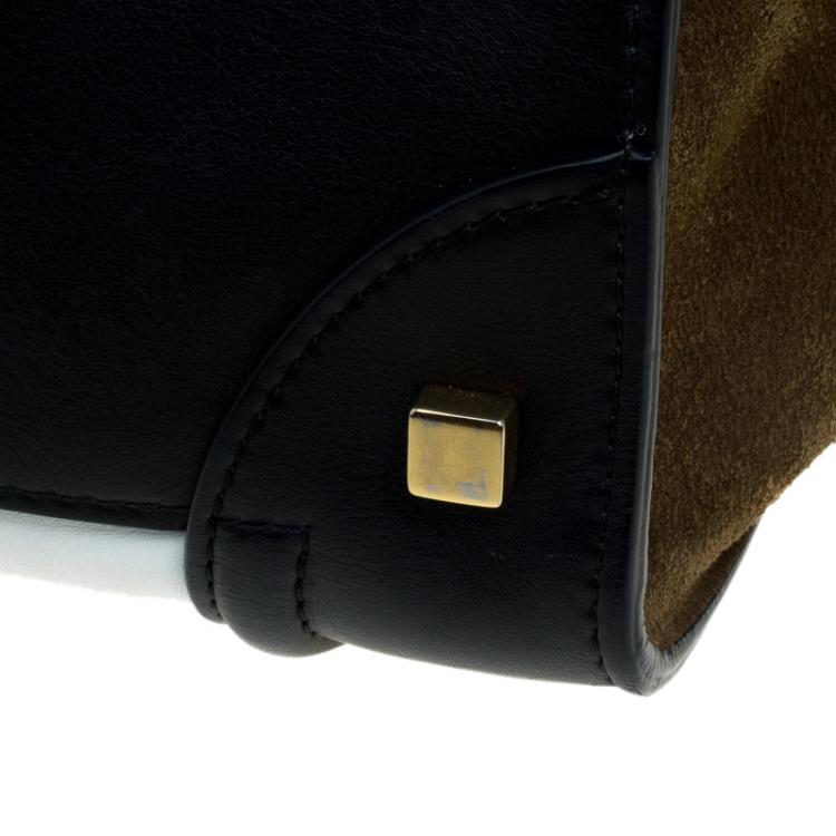 Pre Owned Celine Tri Color Suede and Leather Mini Luggage Tote
