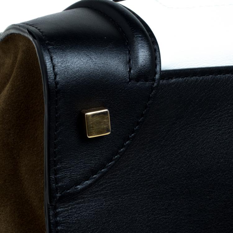 Pre Owned Celine Tri Color Suede and Leather Mini Luggage Tote