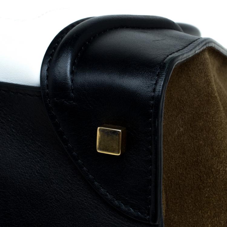 Pre Owned Celine Tri Color Suede and Leather Mini Luggage Tote