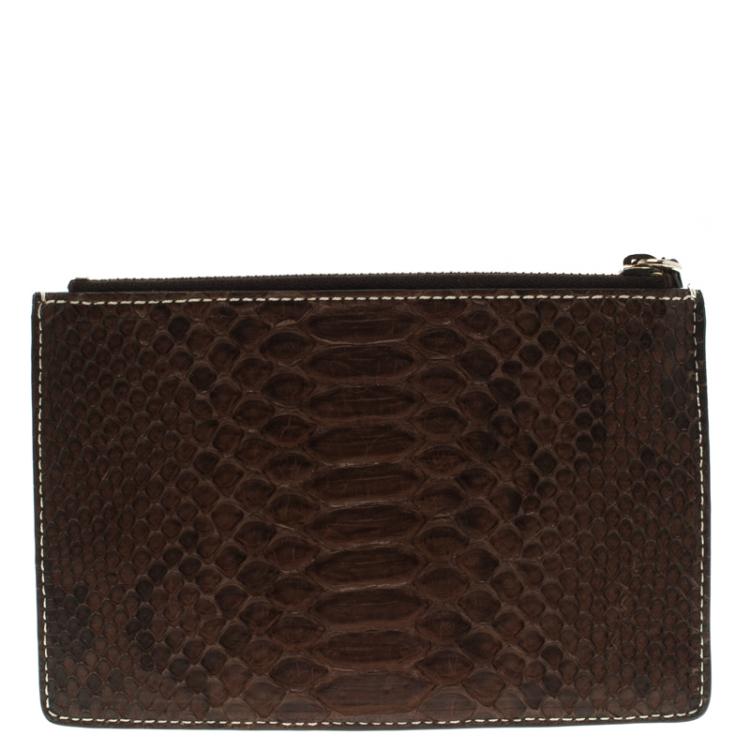 Pre Owned حقيبة صغيرة سيلين سحاب جلد ثعبان بنية