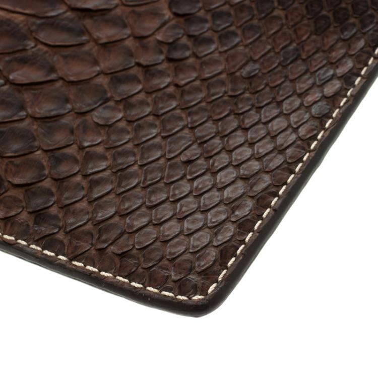 Pre Owned حقيبة صغيرة سيلين سحاب جلد ثعبان بنية