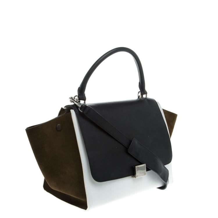 Pre Owned Celine Tricolor Leather and Suede Medium Trapeze Tote