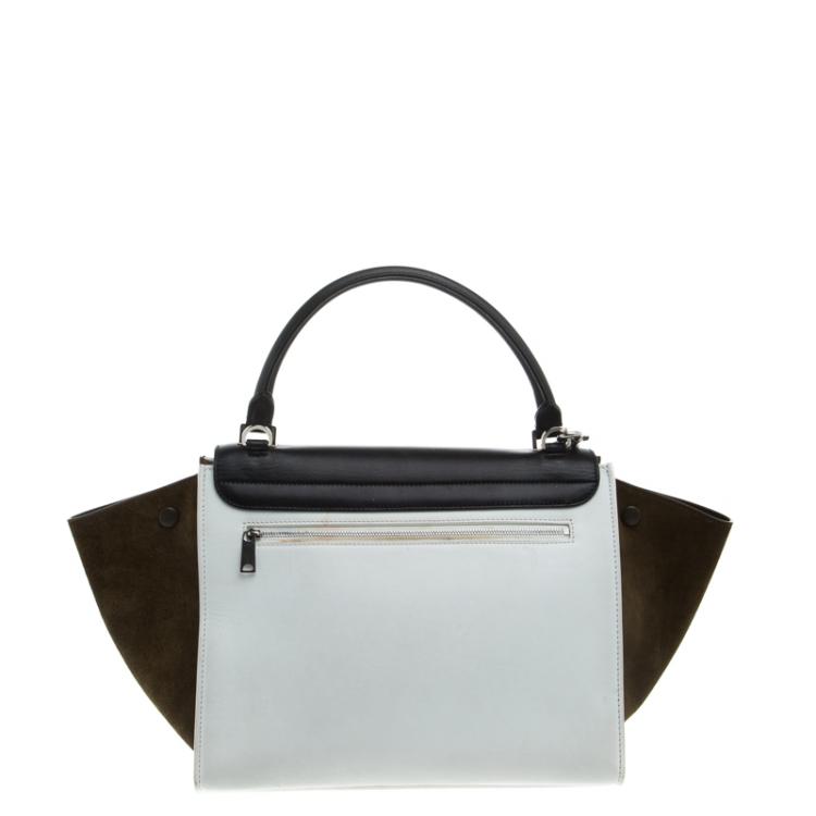 Pre Owned Celine Tricolor Leather and Suede Medium Trapeze Tote