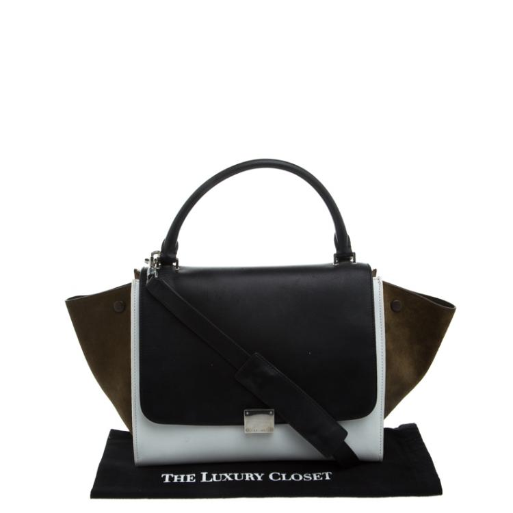 Pre Owned Celine Tricolor Leather and Suede Medium Trapeze Tote