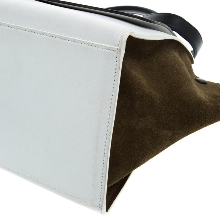 Pre Owned Celine Tricolor Leather and Suede Medium Trapeze Tote
