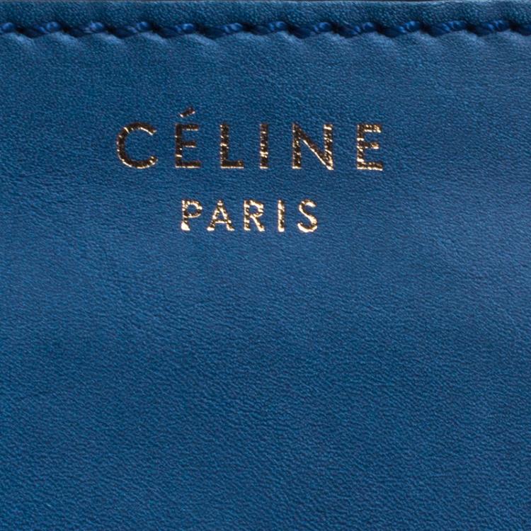 Pre Owned Celine Blue Grain Leather Medium Luggage Tote
