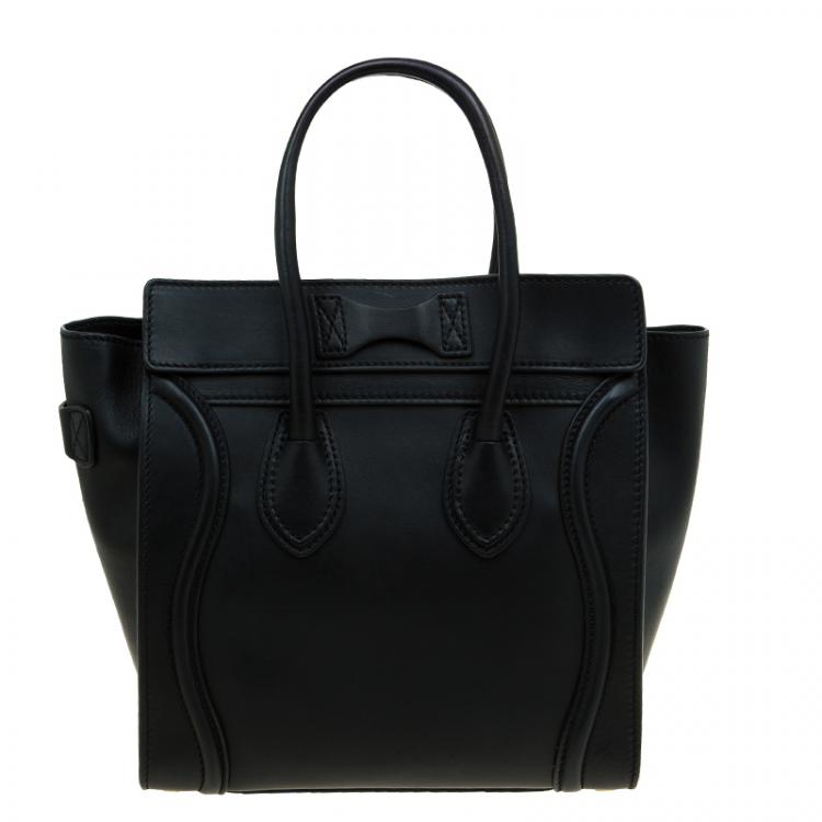 Pre Owned Celine Black Smooth Leather Micro Luggage Tote