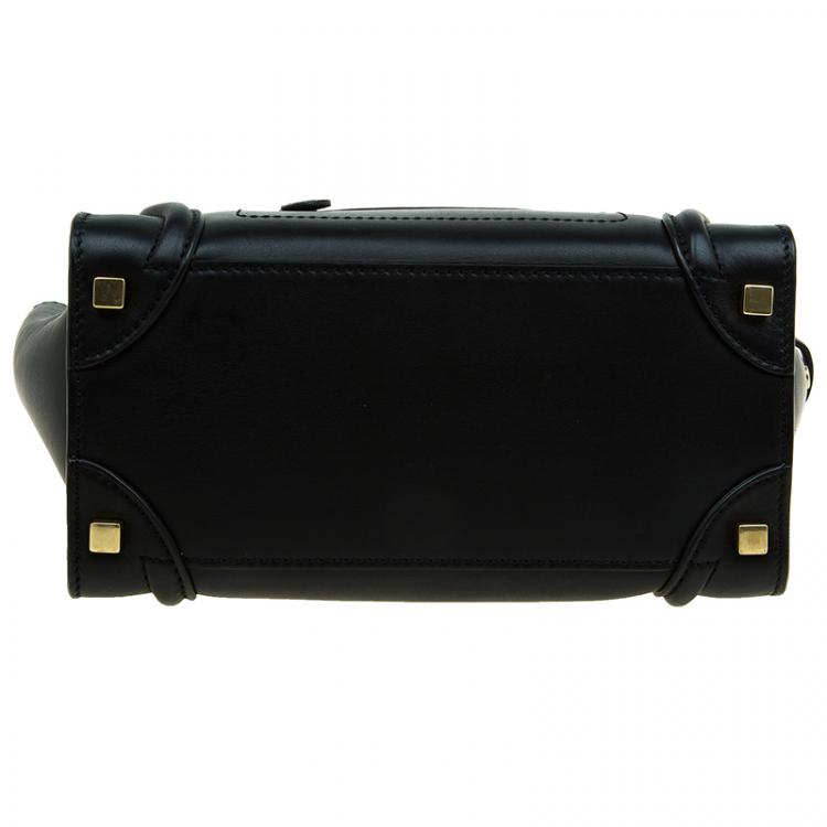 Pre Owned Celine Black Smooth Leather Micro Luggage Tote