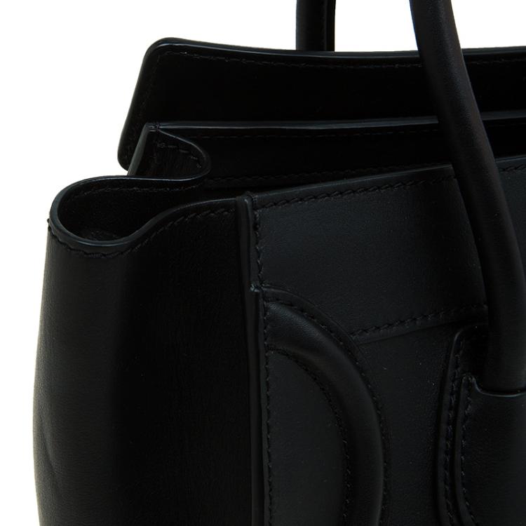Pre Owned Celine Black Smooth Leather Micro Luggage Tote