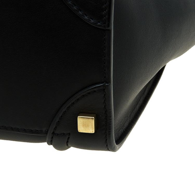 Pre Owned Celine Black Smooth Leather Micro Luggage Tote