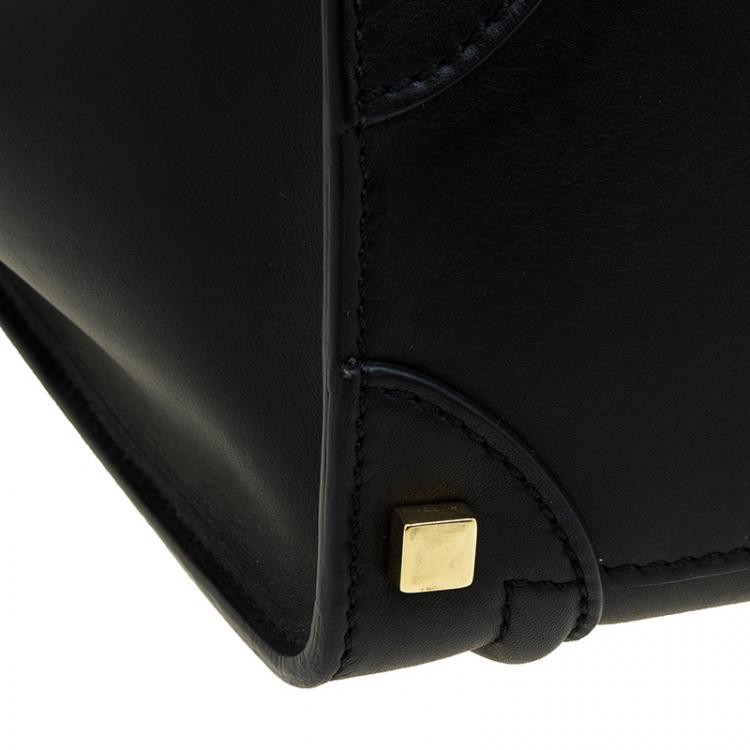 Pre Owned Celine Black Smooth Leather Micro Luggage Tote