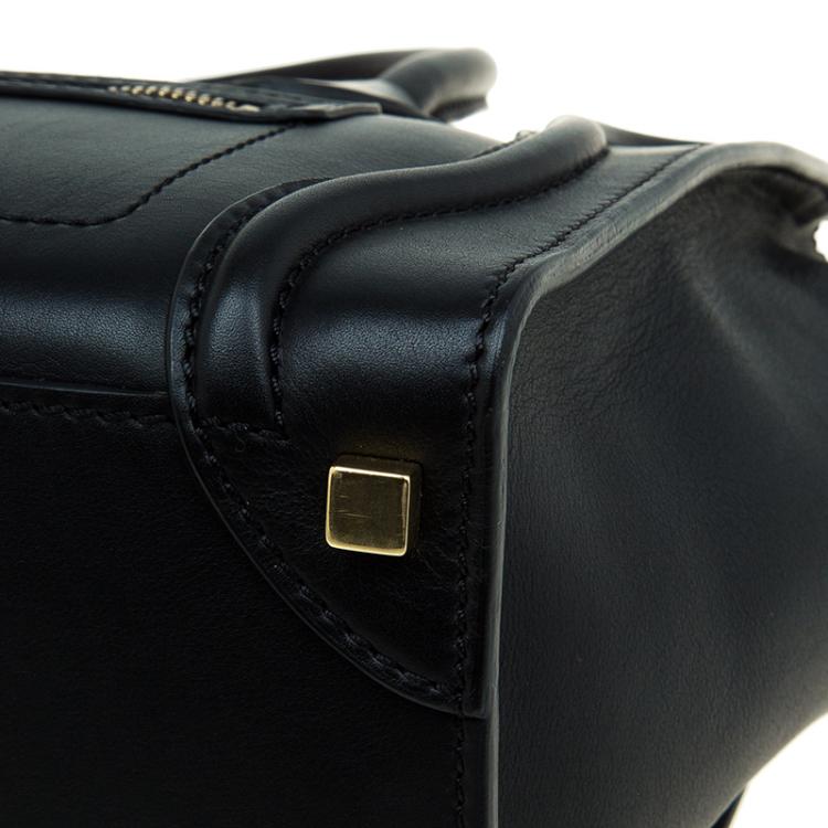 Pre Owned Celine Black Smooth Leather Micro Luggage Tote