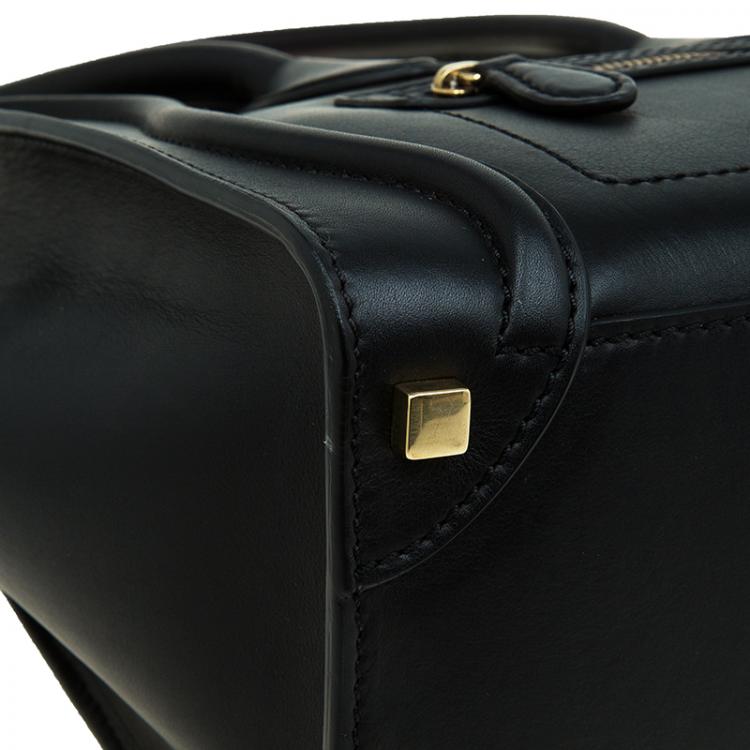Pre Owned Celine Black Smooth Leather Micro Luggage Tote