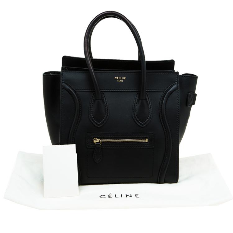 Pre Owned Celine Black Smooth Leather Micro Luggage Tote