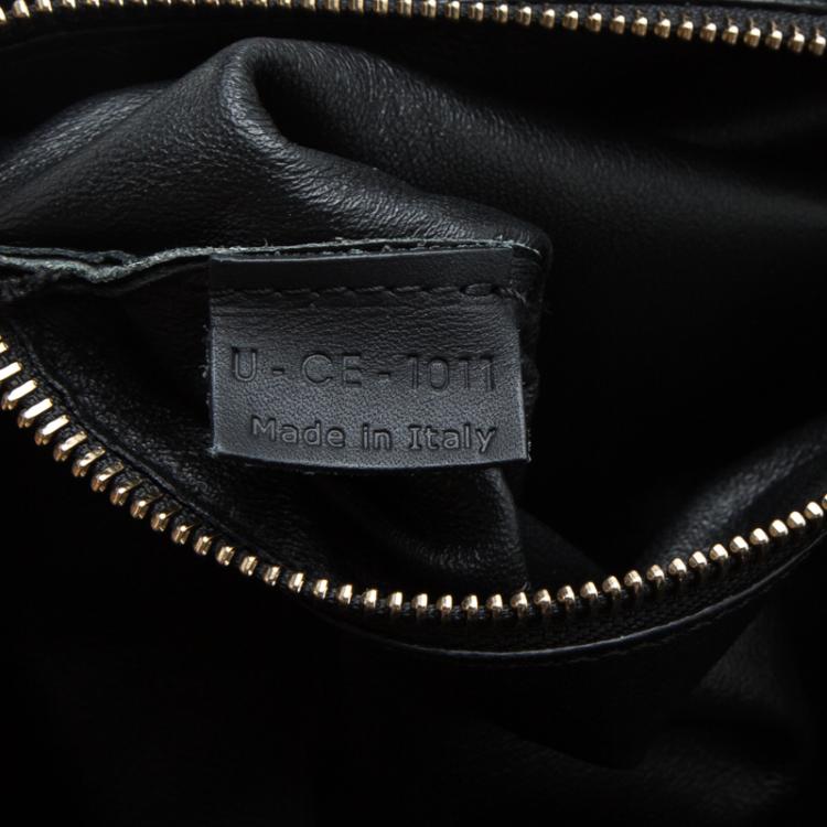 Pre Owned Celine Black Leopard Print Canvas and Leather Mini Luggage Tote