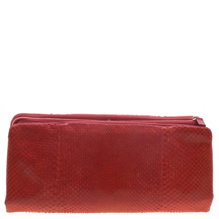 Pre Owned Celine Red Python Vis a Vis Evening Clutch