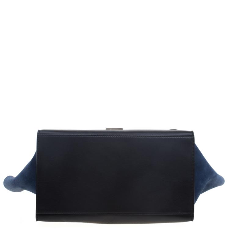 Pre Owned Celine Bi Color Python/Leather and Suede Medium Trapeze Tote