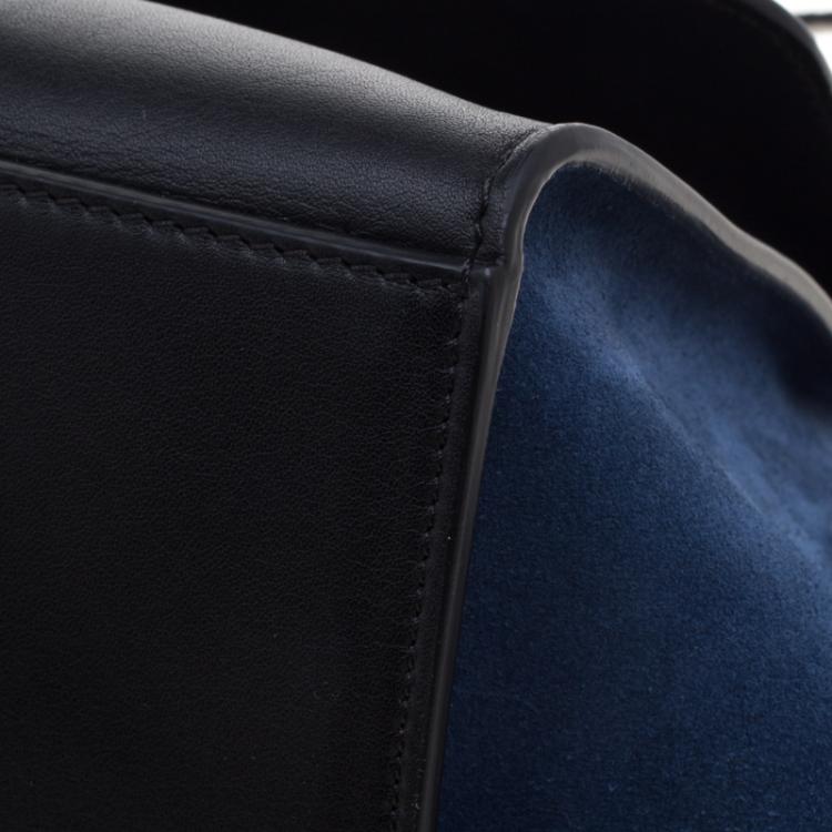 Pre Owned Celine Bi Color Python/Leather and Suede Medium Trapeze Tote