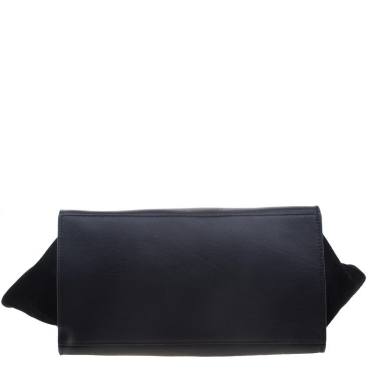 Pre Owned Celine Black Leather and Suede Medium Trapeze Tote