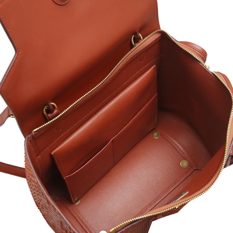 Pre Owned Celine Dark Orange Python Mini Belt Tote