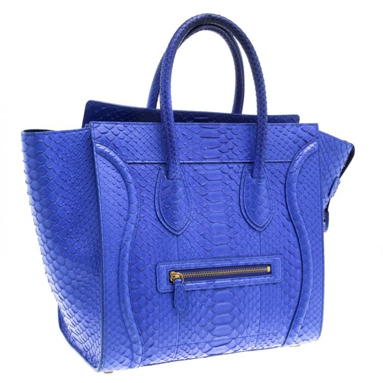 Pre Owned Celine Indigo Python Mini Luggage Tote