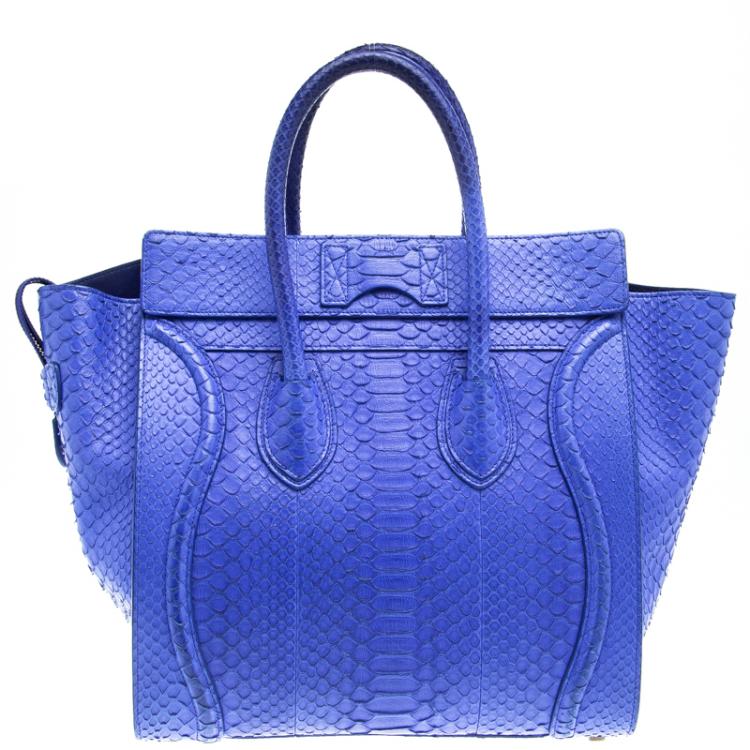 Pre Owned Celine Indigo Python Mini Luggage Tote