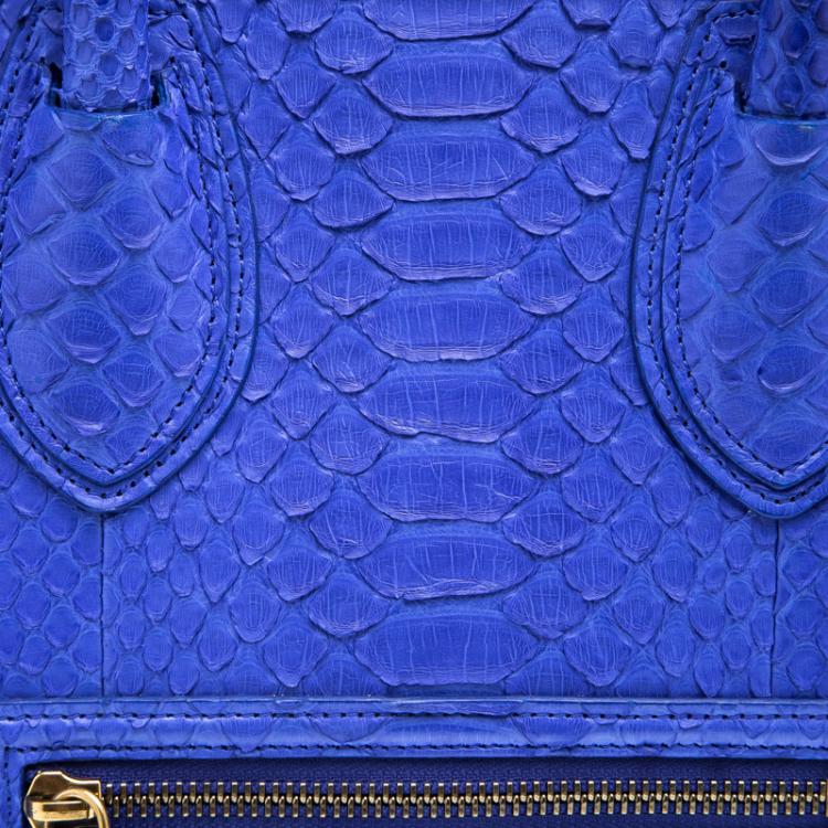 Pre Owned Celine Indigo Python Mini Luggage Tote