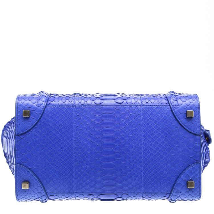 Pre Owned Celine Indigo Python Mini Luggage Tote