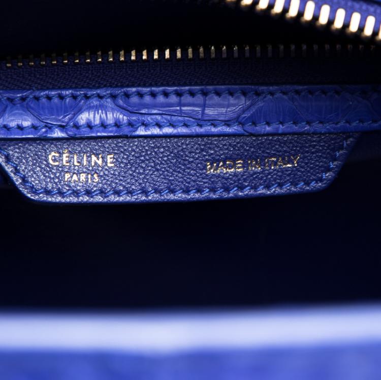 Pre Owned Celine Indigo Python Mini Luggage Tote