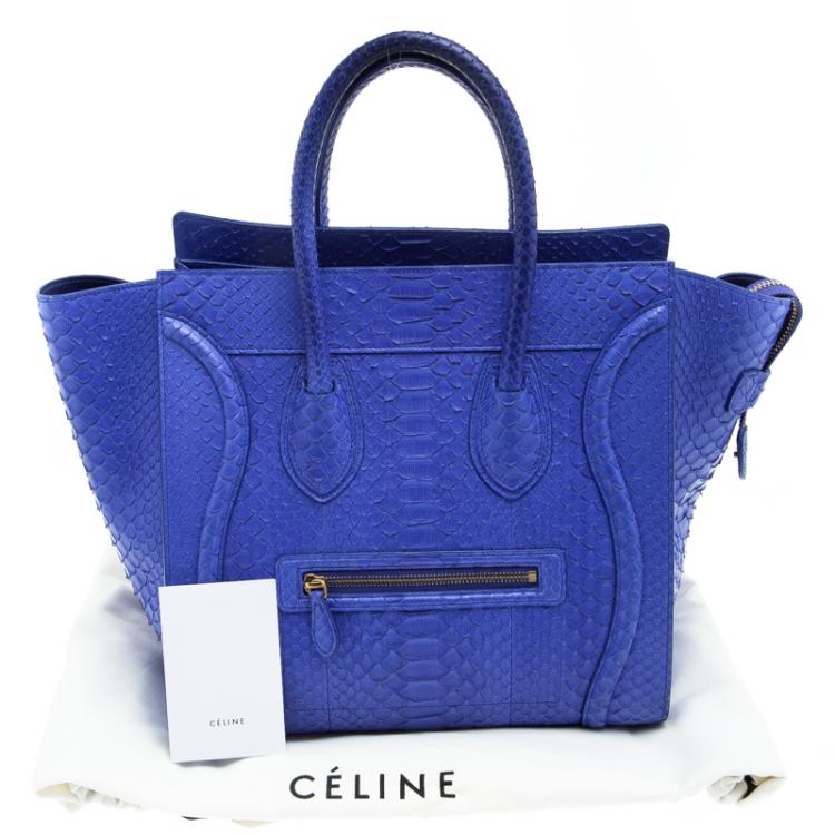 Pre Owned Celine Indigo Python Mini Luggage Tote