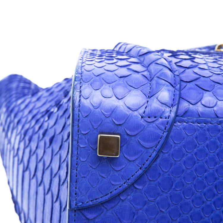 Pre Owned Celine Indigo Python Mini Luggage Tote