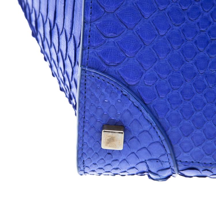 Pre Owned Celine Indigo Python Mini Luggage Tote