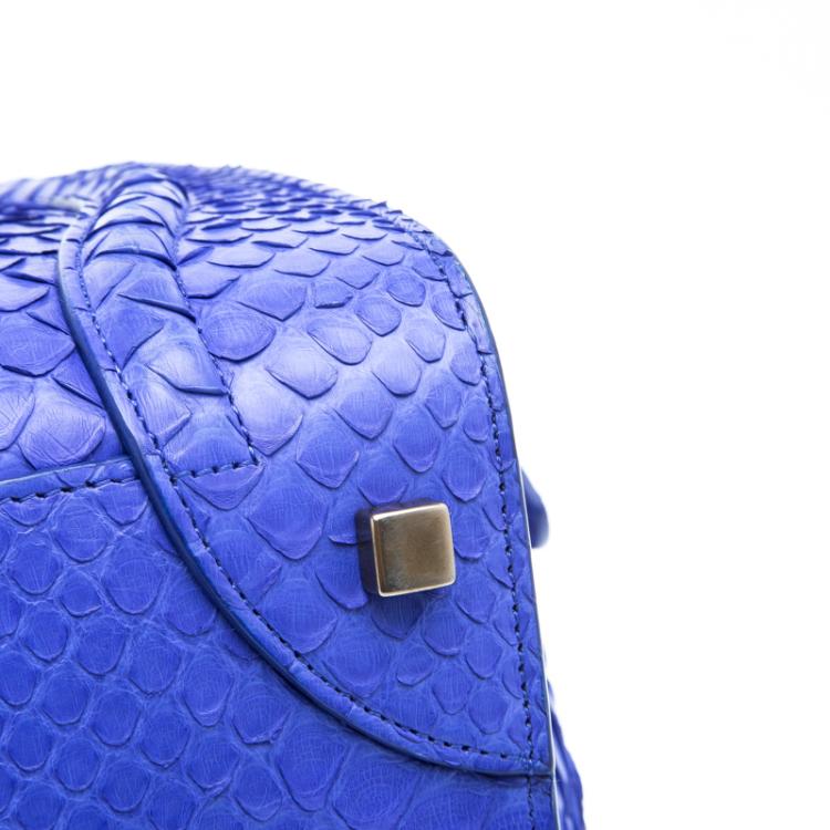 Pre Owned Celine Indigo Python Mini Luggage Tote