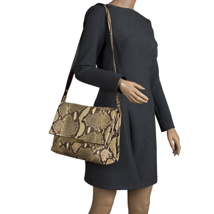 Pre Owned Celine Beige Python Blade Shoulder Bag