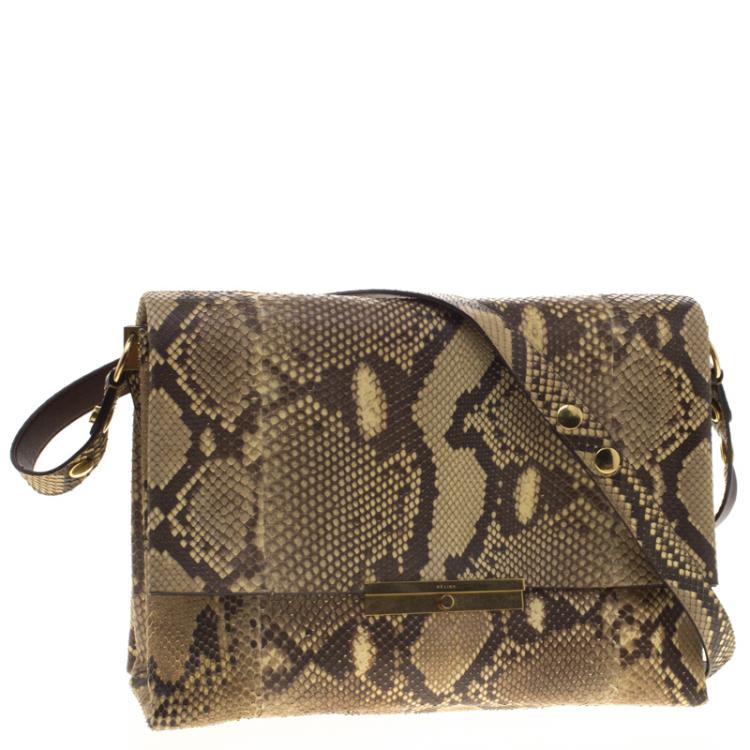 Pre Owned Celine Beige Python Blade Shoulder Bag