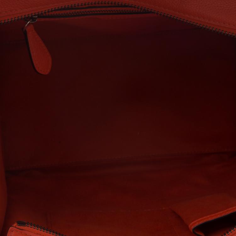 Pre Owned Celine Orange Leather Mini Luggage Tote