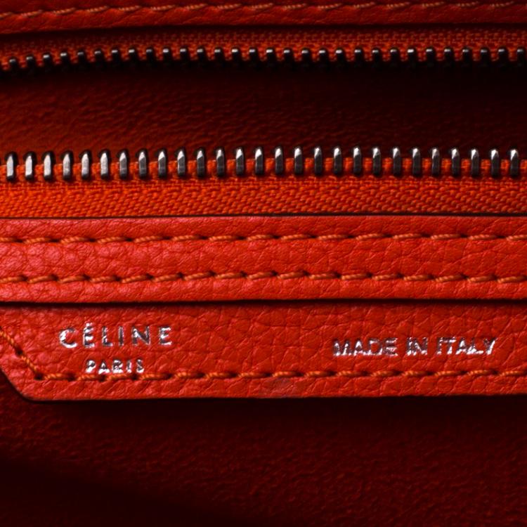 Pre Owned Celine Orange Leather Mini Luggage Tote