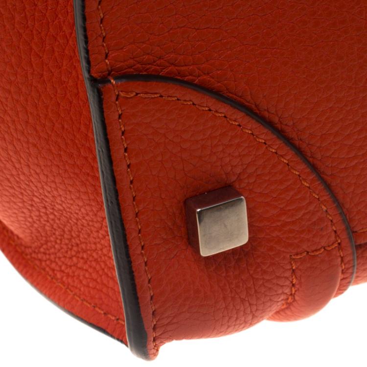 Pre Owned Celine Orange Leather Mini Luggage Tote